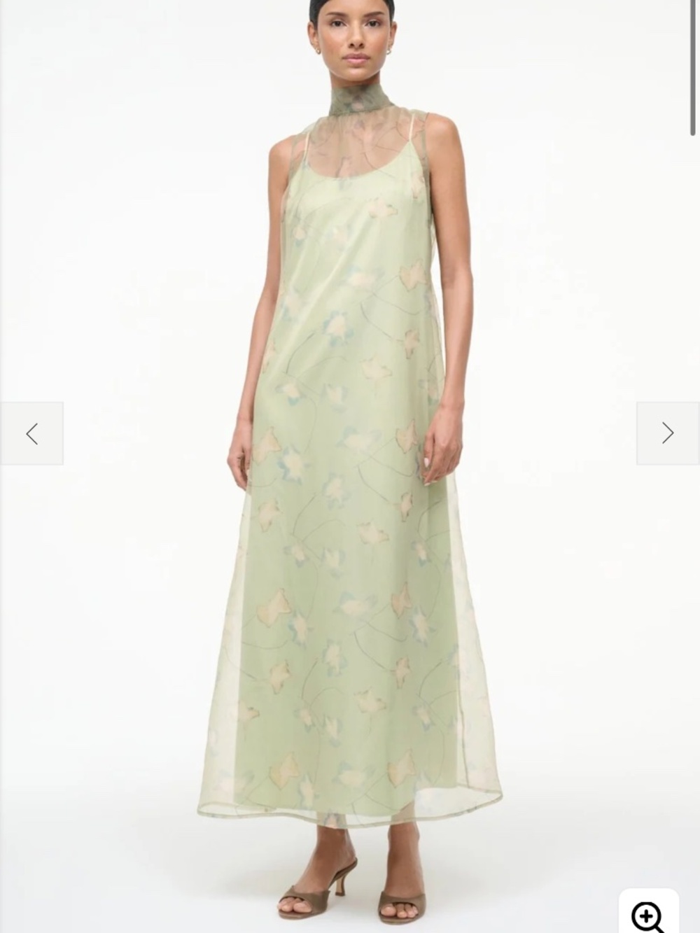 STAUD Botanical green moss dress.